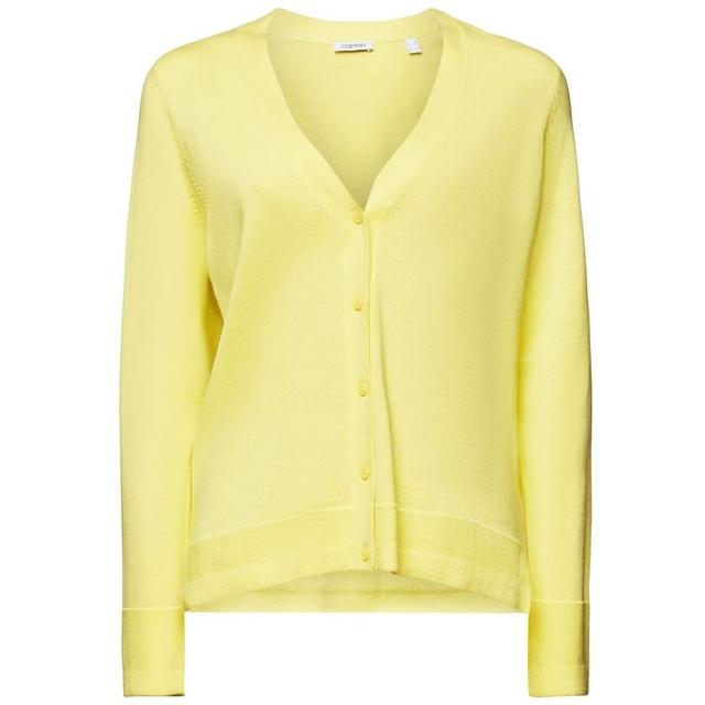 Kardiganas moterims, Geltona, v-neck cotton cardigan