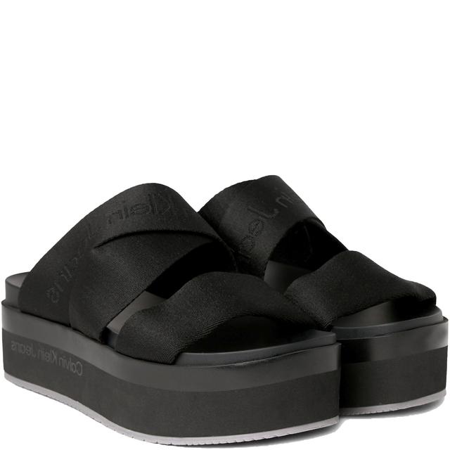 Šlepetės moterims, Juoda, Flatform sandal webbing