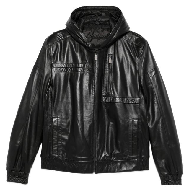 Odinė striukė vyrams, Juoda, Leather jacket