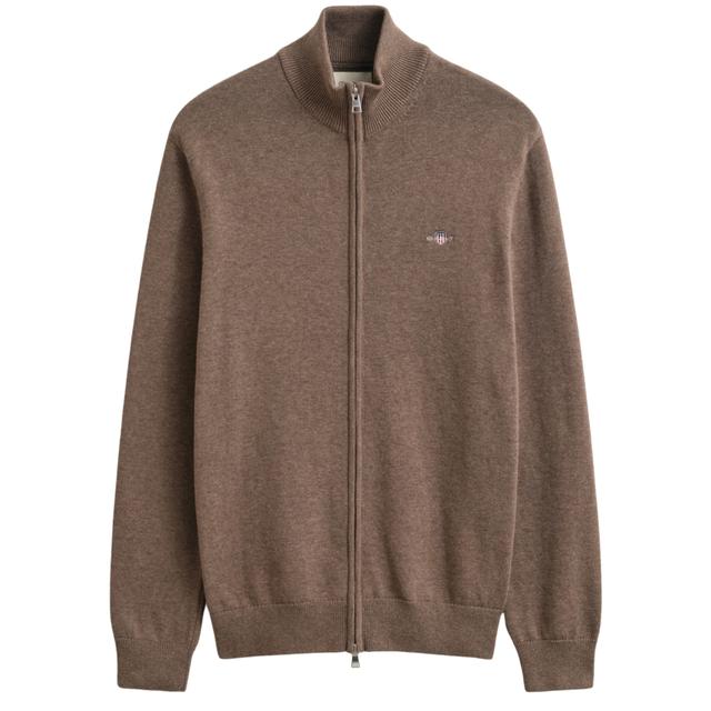 Kardiganas vyrams, Ruda, Casual cotton zip cardigan
