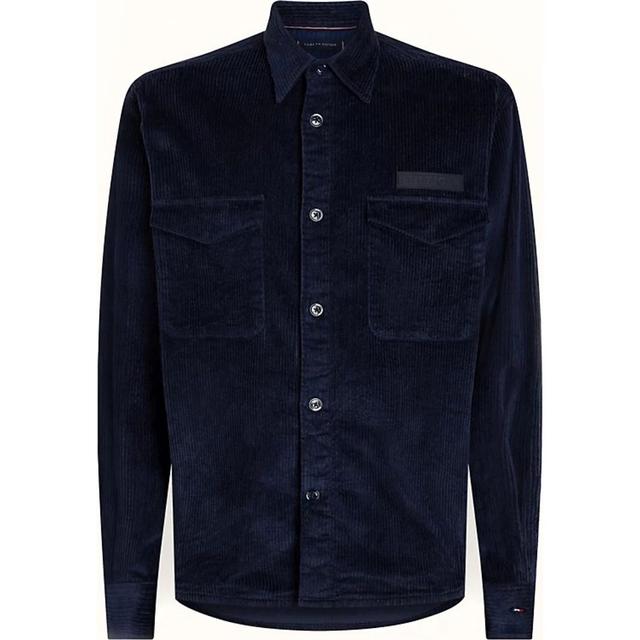 Marškiniai ilgomis rankovėmis vyrams, Mėlyna, Corduroy solid overshirt