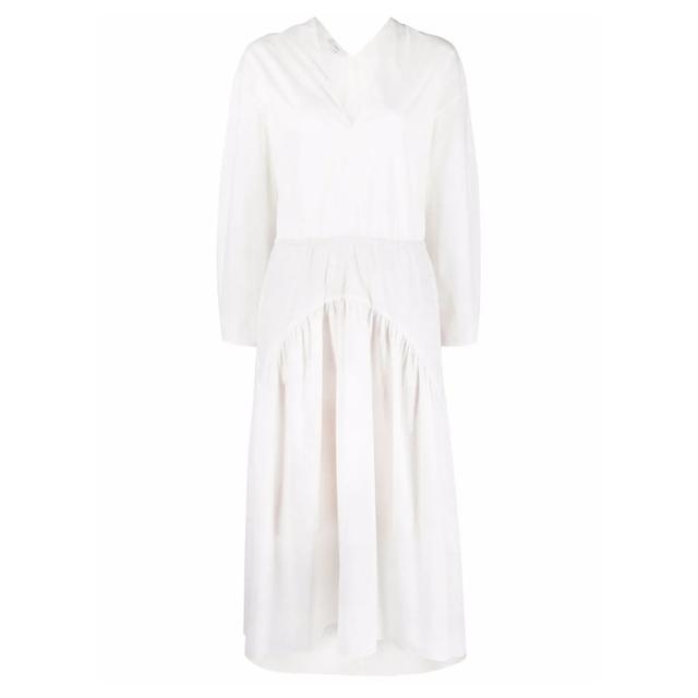 Midi suknelė moterims, Balta, Double v-neck dress