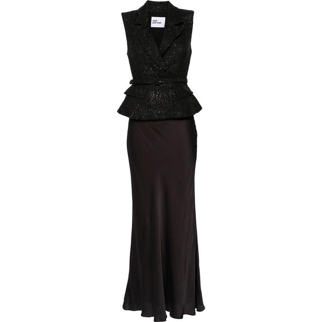 Maxi suknelė moterims, Juoda, Black boucle maxi dress