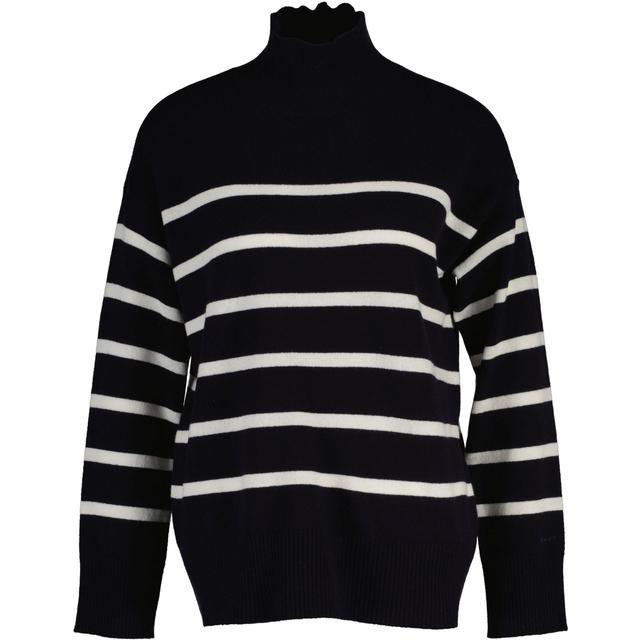 Megztinis su kaklu moterims, Mėlyna, superfine lambswool stripe