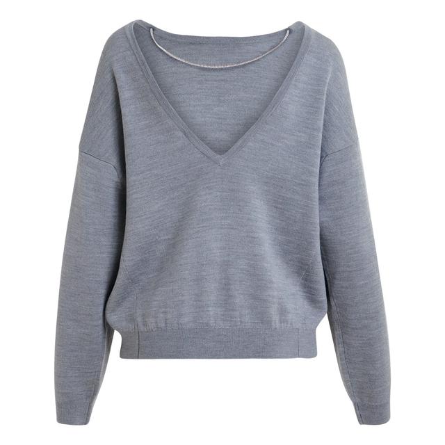 Megztinis moterims, Pilka, 1 pullover with necklace