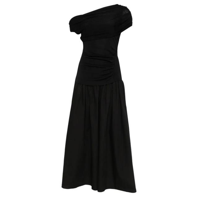 Midi suknelė moterims, Juoda, Draped knit midi dress