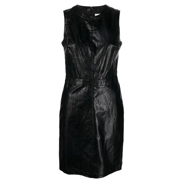 Midi suknelė moterims, Juoda, Fitted leather dress
