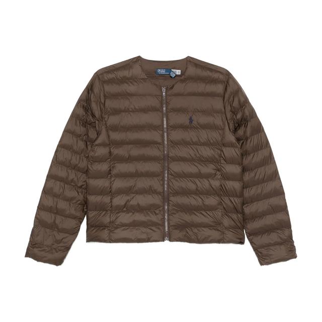 Pūkinė striukė moterims, Ruda, Woven-puffer-jacket