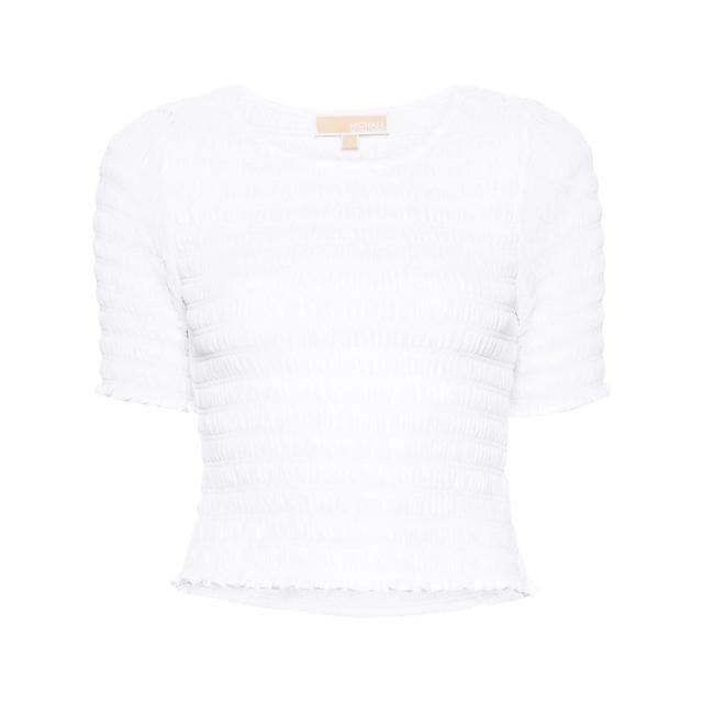 Marškinėliai trump. rankovėmis moterims, Balta, Solid smock tshirt