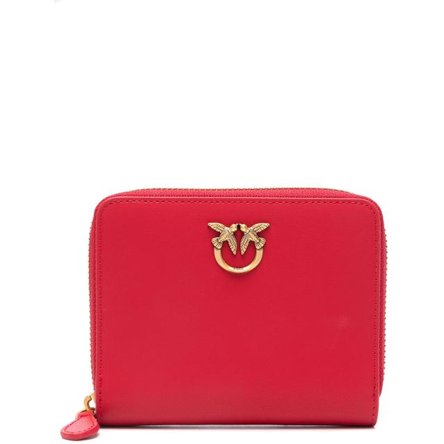 Piniginė moterims, Rožinė, Logo-plaque leather wallet
