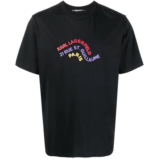 Marškinėliai trump. rankovėmis vyrams, Juoda, Wave logo relaxed t-shirt
