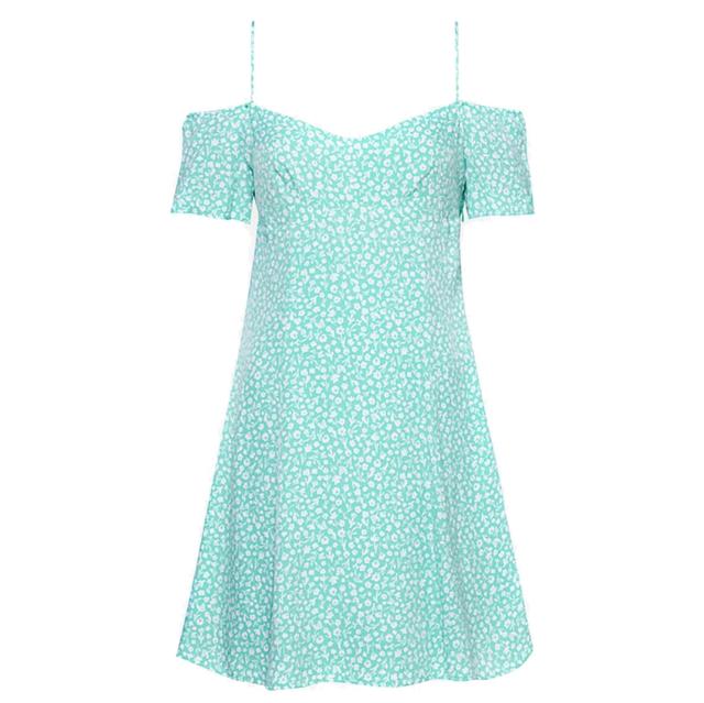 Mini suknelė moterims, Žalia, Off shoulder mini dress