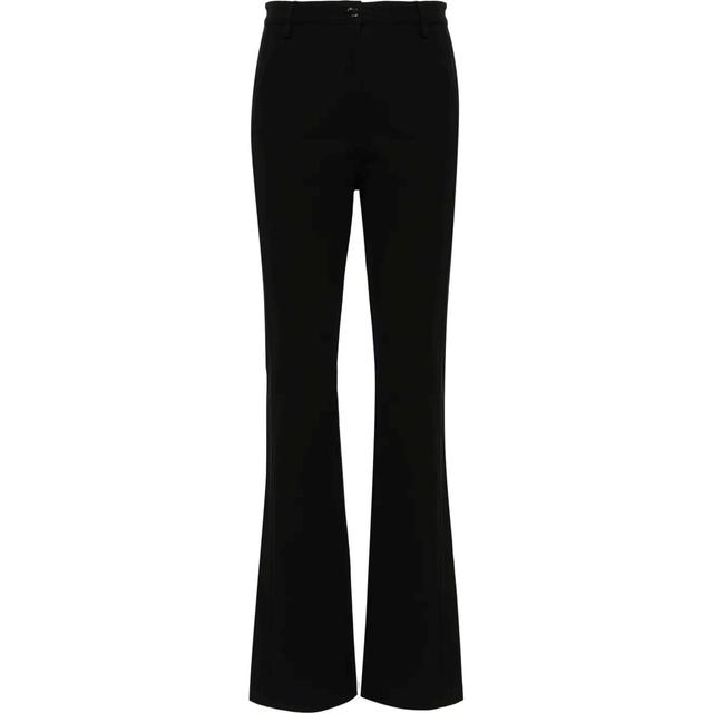 Kelnės moterims, Juoda, Straight-leg cotton trousers