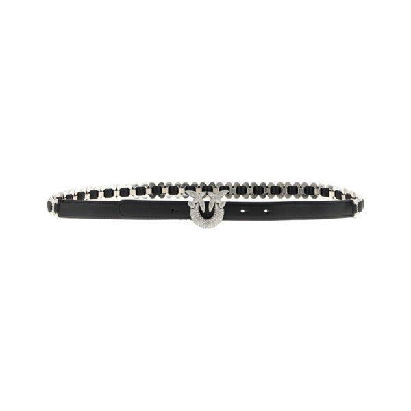 Diržas moterims, Juoda, Belt h2 fibbia full strass pu+