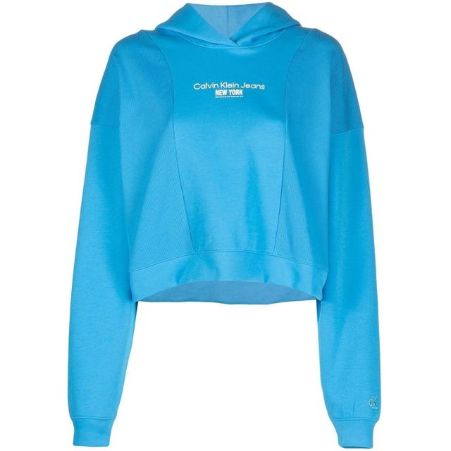 Džemperis moterims, Mėlyna, Rib insert interlock hoodie