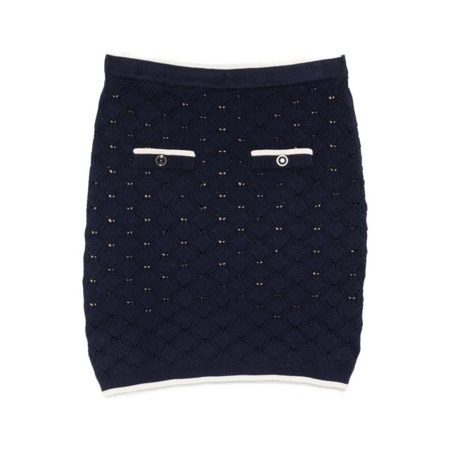 Mini sijonas moterims, Mėlyna, Short jacquard-knit skirt