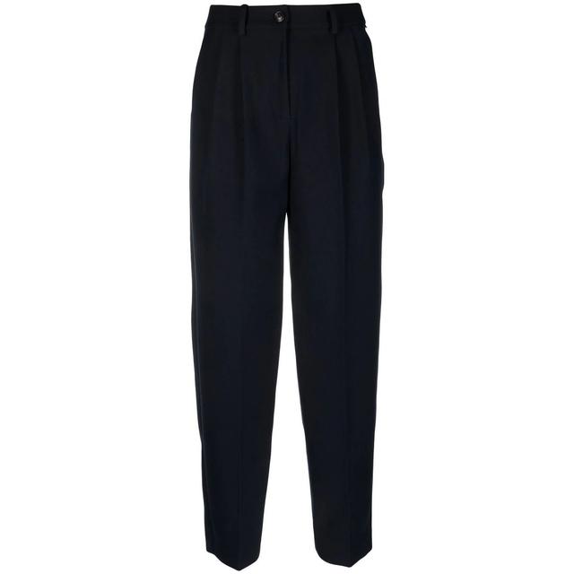 Formalios kelnės moterims, Mėlyna, Tapered pleated pant