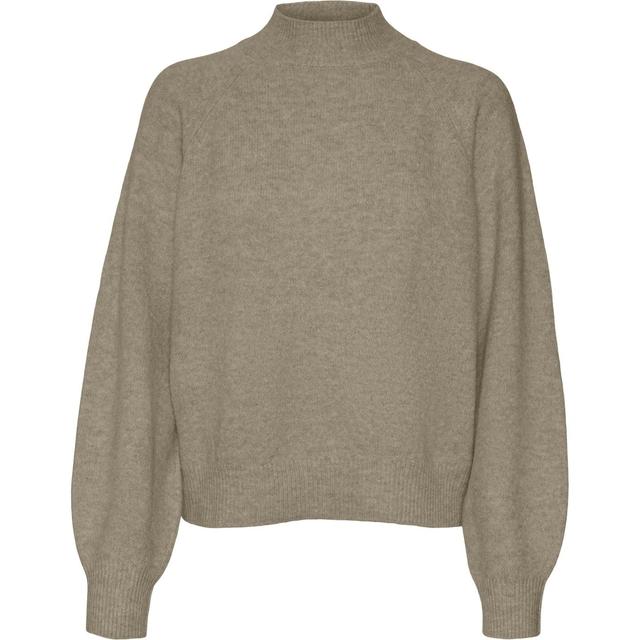 Megztinis su kaklu moterims, Smėlio, Leaf high neck pullover