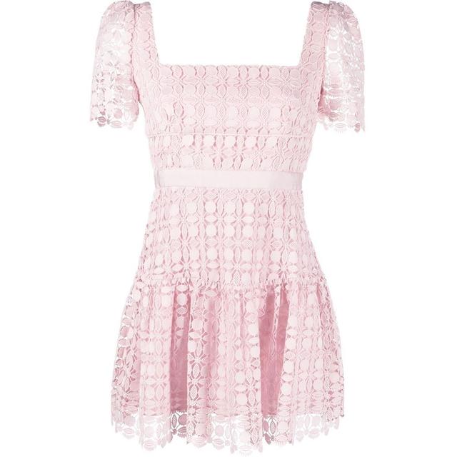 Mini suknelė moterims, Rožinė, Pink petal lace mini dress
