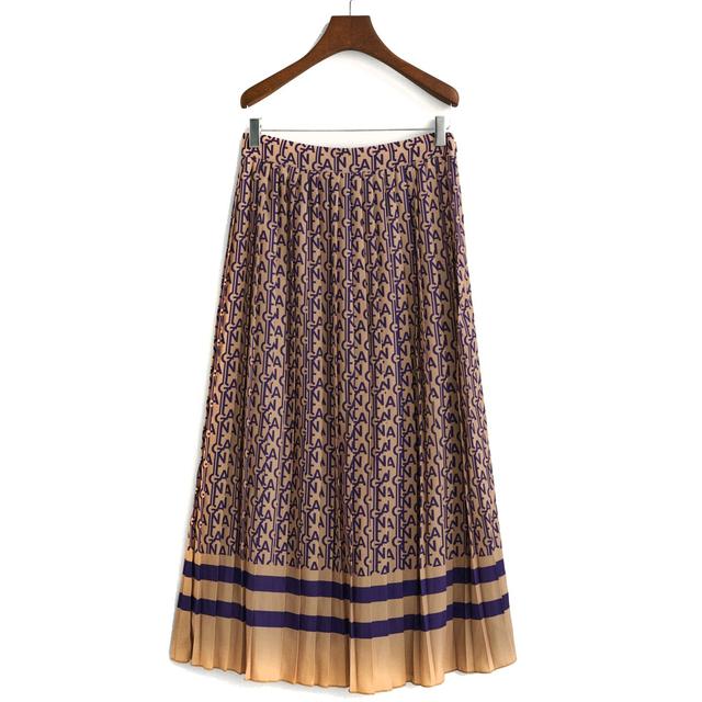 Midi sijonas moterims, Violetinė, Monogram print skirt