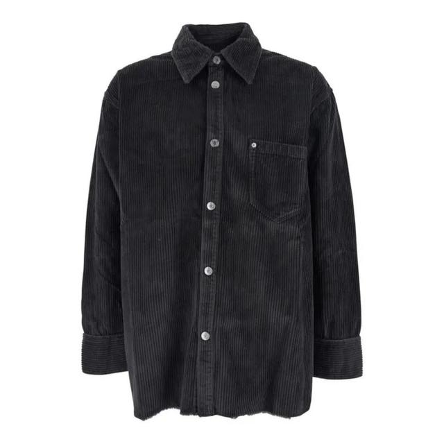 Marškiniai ilgomis rankovėmis, Juoda, Side slit overshirt