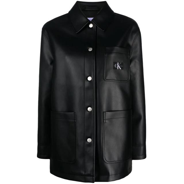 Odinis švarkas moterims, Juoda, Faux leather utility jacket