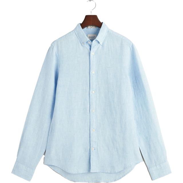 Marškiniai vyrams, Mėlyna, SLIM LINEN SHIRT