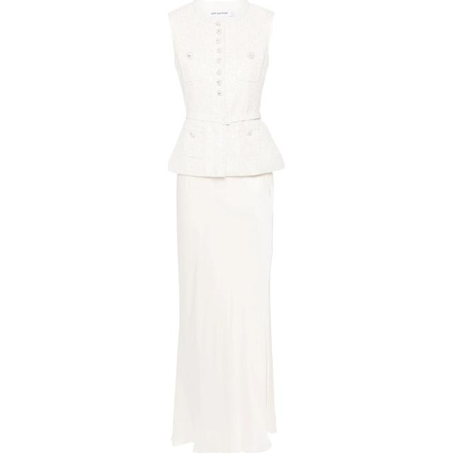 Maxi suknelė moterims, Kūno, Cream sequin boucle maxi dress