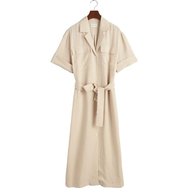 Midi suknelė moterims, Smėlio, REL POCKET SS SHIRT DRESS