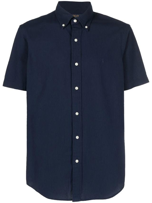 Marškiniai trump. rankovėmis vyrams, Mėlyna, Corduroy short-sleeve shirt
