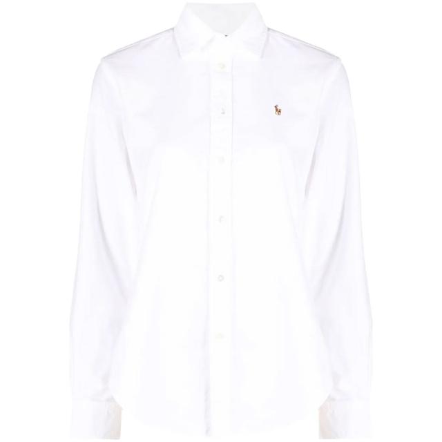 Marškiniai ilgomis rankovėmis moterims, Balta, Long sleeve button front shirt
