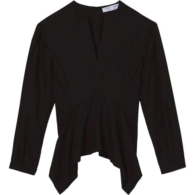 Palaidinės moterims, Juoda, V-neck poplin top