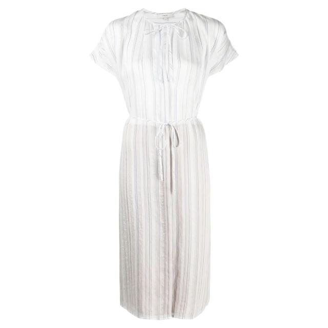 Midi suknelė moterims, Balta, Drapey stripe shirred dress