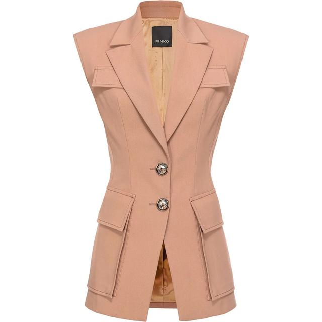 Liemenė moterims, Smėlio, Single-breasted waistcoat
