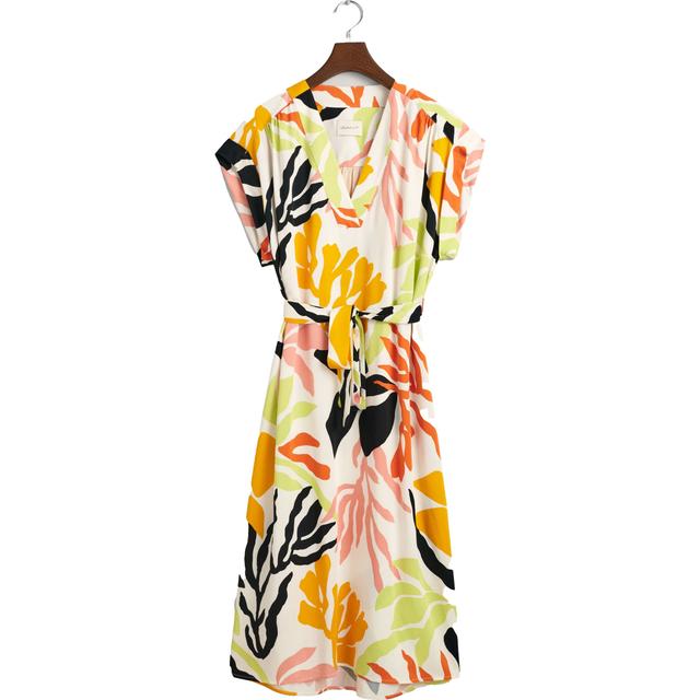Midi suknelė moterims, Geltona, REL PALM PRINT SS DRESS