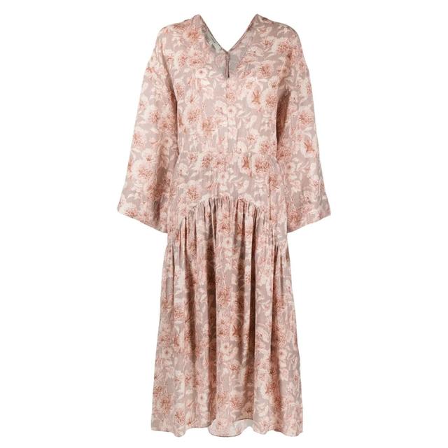 Midi suknelė moterims, Rožinė, Dahlia double v-neck dress