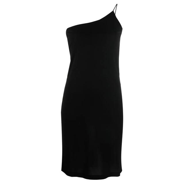 Midi suknelė moterims, Juoda, One shoulder mini dress
