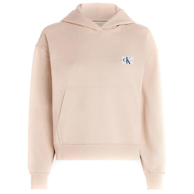 Džemperis moterims, Smėlio, Woven label hoodie