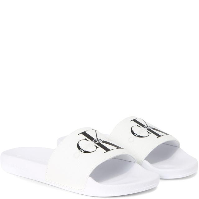 Guminės šlepetės moterims, Balta, Slide monogram POP