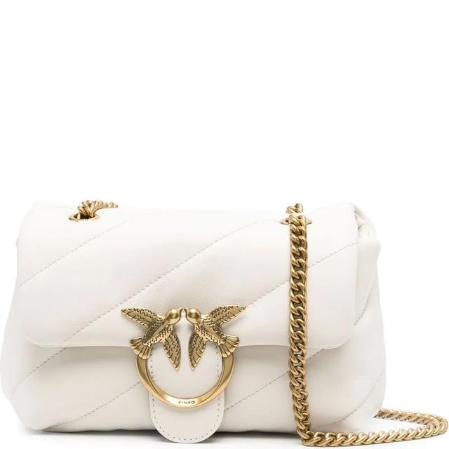 Rankinė per petį moterims, Balta, Love puff mini bag