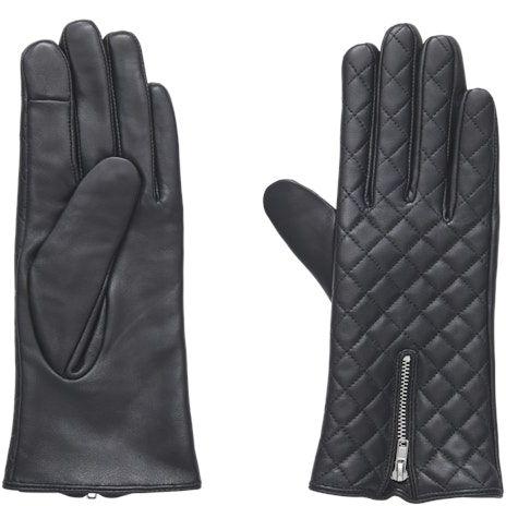 Pirštuotos pirštinės moterims, Juoda, PCNASTINA LEATHER
