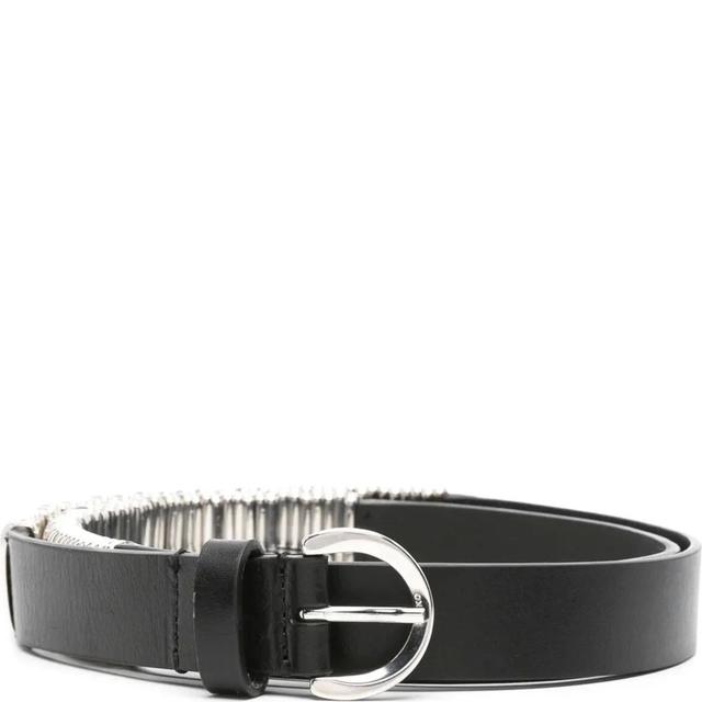 Diržas moterims, Juoda, Belt with metal loops, PINKO