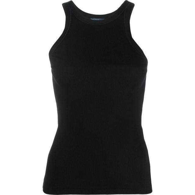 Marškiniai be rankovių moterims, Juoda, Rib tank top