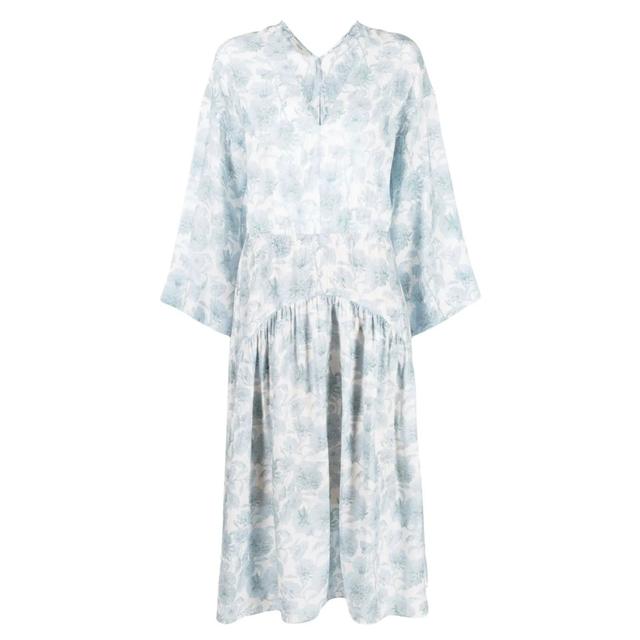 Midi suknelė moterims, Balta, Dahlia double v-neck dress