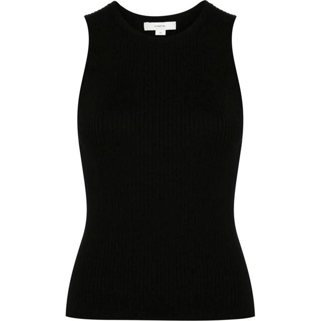Marškiniai be rankovių moterims, Juoda, Ribbed high nk tank