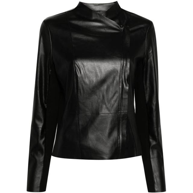 Odinė striukė moterims, Juoda, Frnt rib bk moto jacket