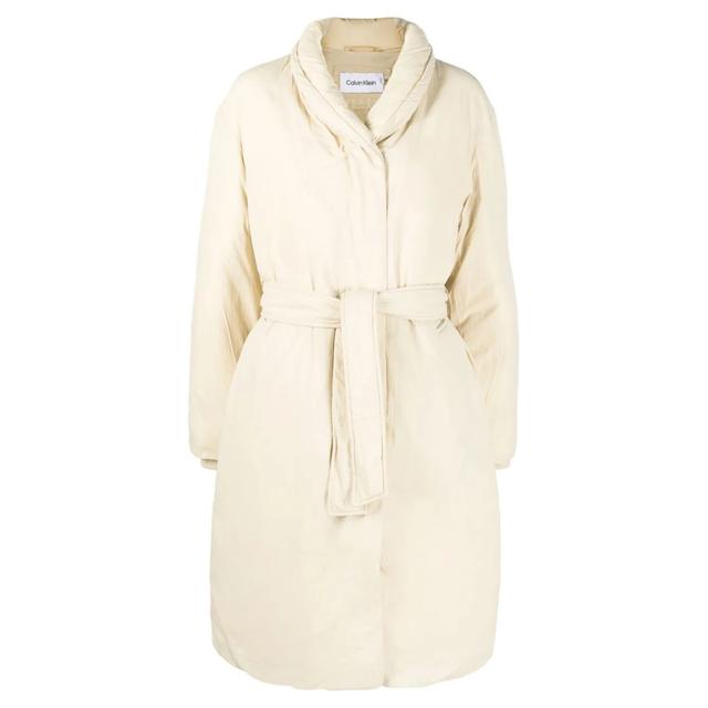 Pūkinis paltas moterims, Smėlio, Down wrap puffer coat