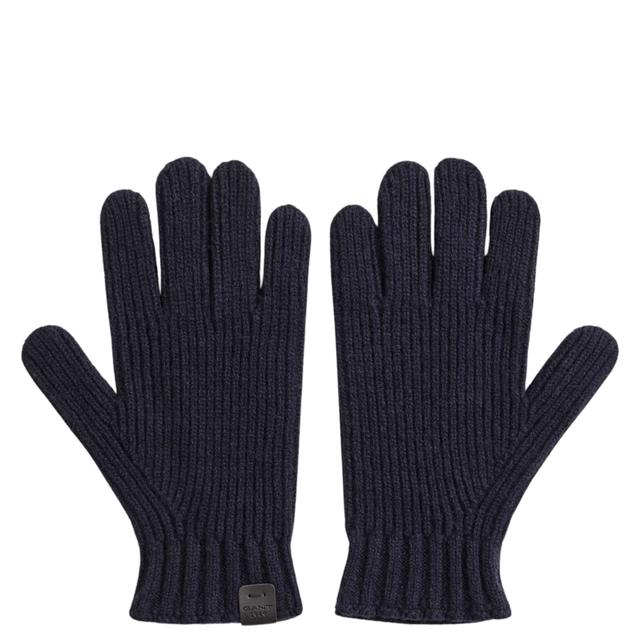 Pirštuotos pirštinės vyrams, Mėlyna, Lambswool ribbed glove