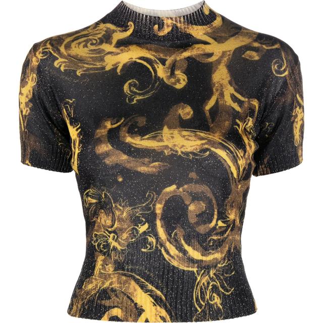 Megzta palaidinė , Juoda, Barocco-print knitted top