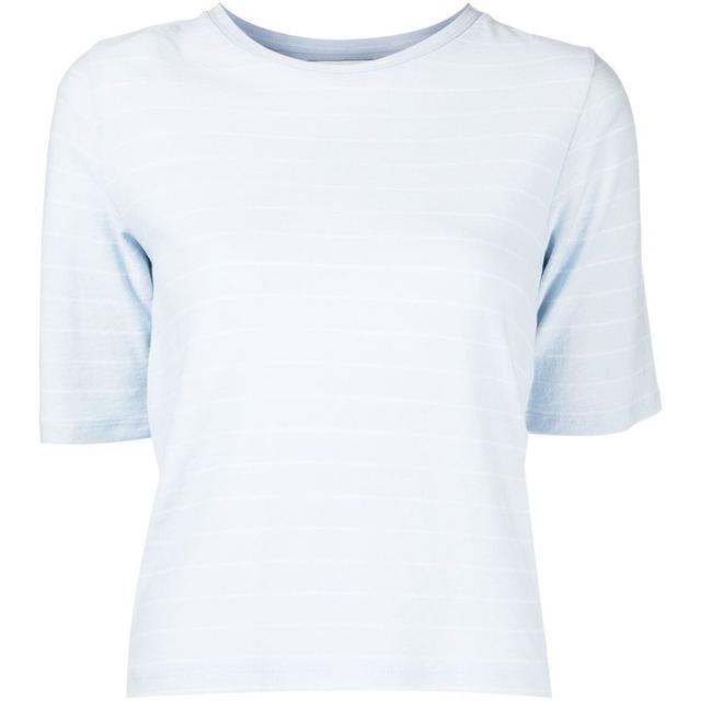 Marškinėliai trump. rankovėmis moterims, Mėlyna, Striped crew neck t-shirt